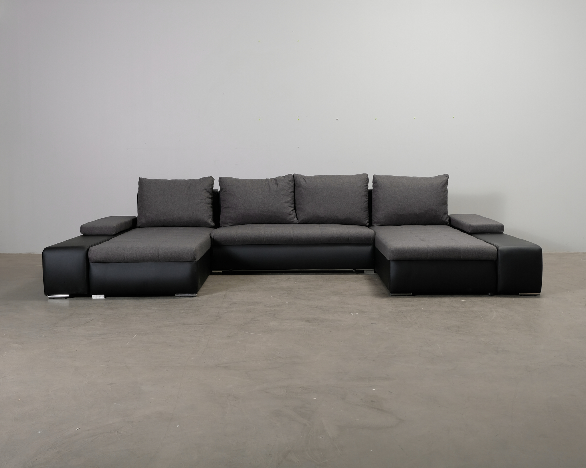 Jurtiga bäddsoffa med dubbeldivan grå / svart