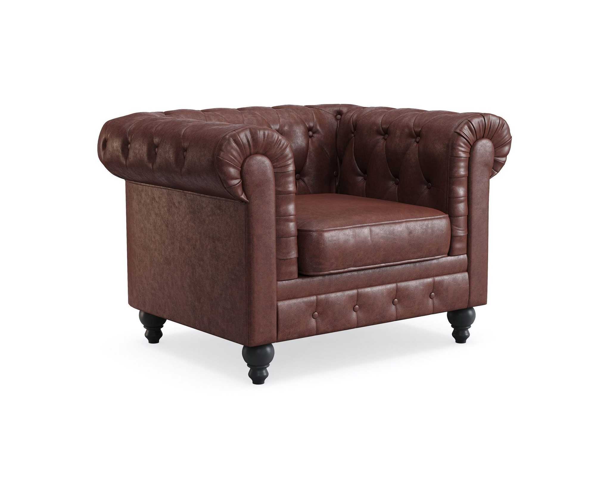 Chesterfield Lyx f&aring;t&ouml;lj m&ouml;rkbrun skinn