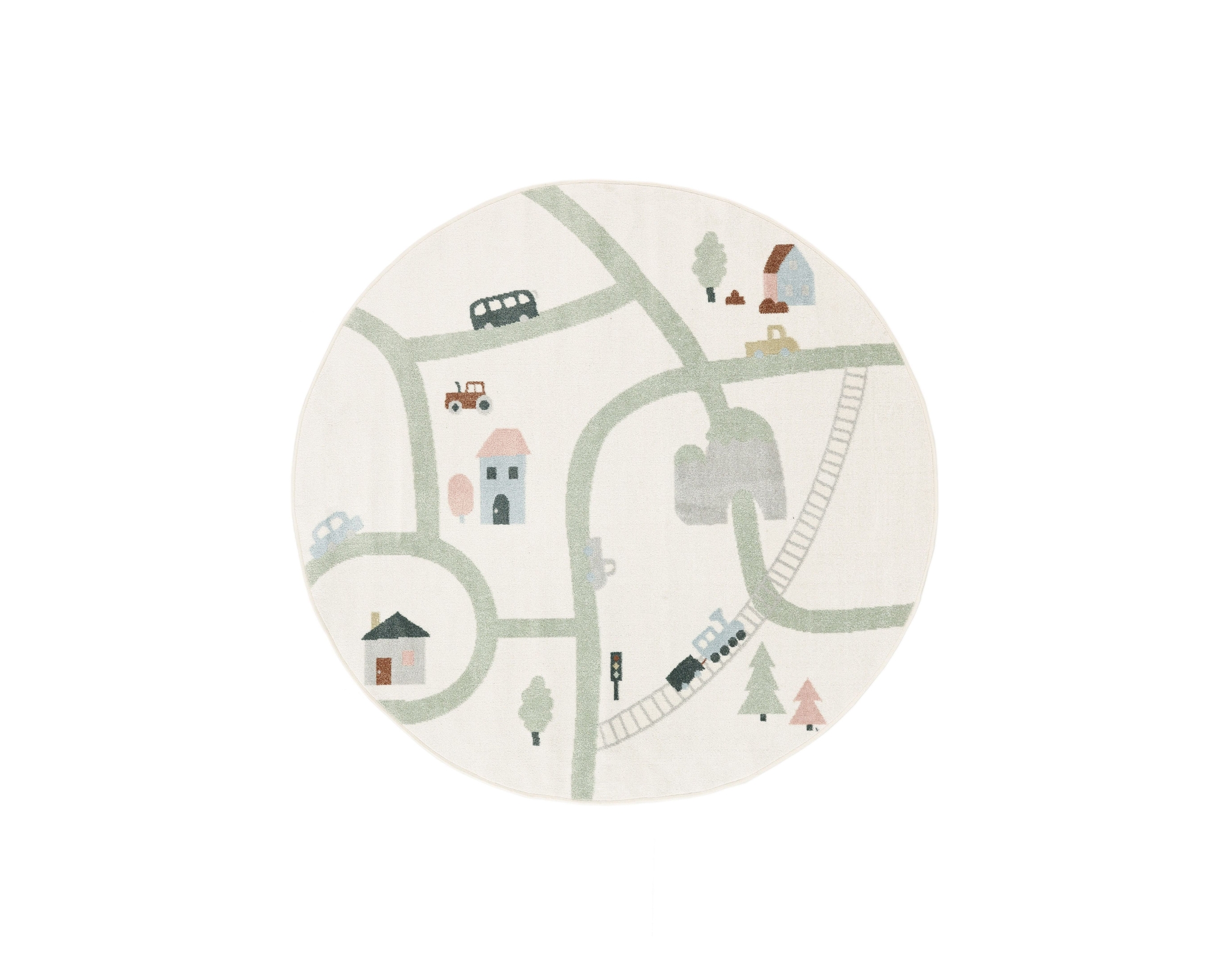 Rugvista Essential Road Map matta ø 150 cm vit