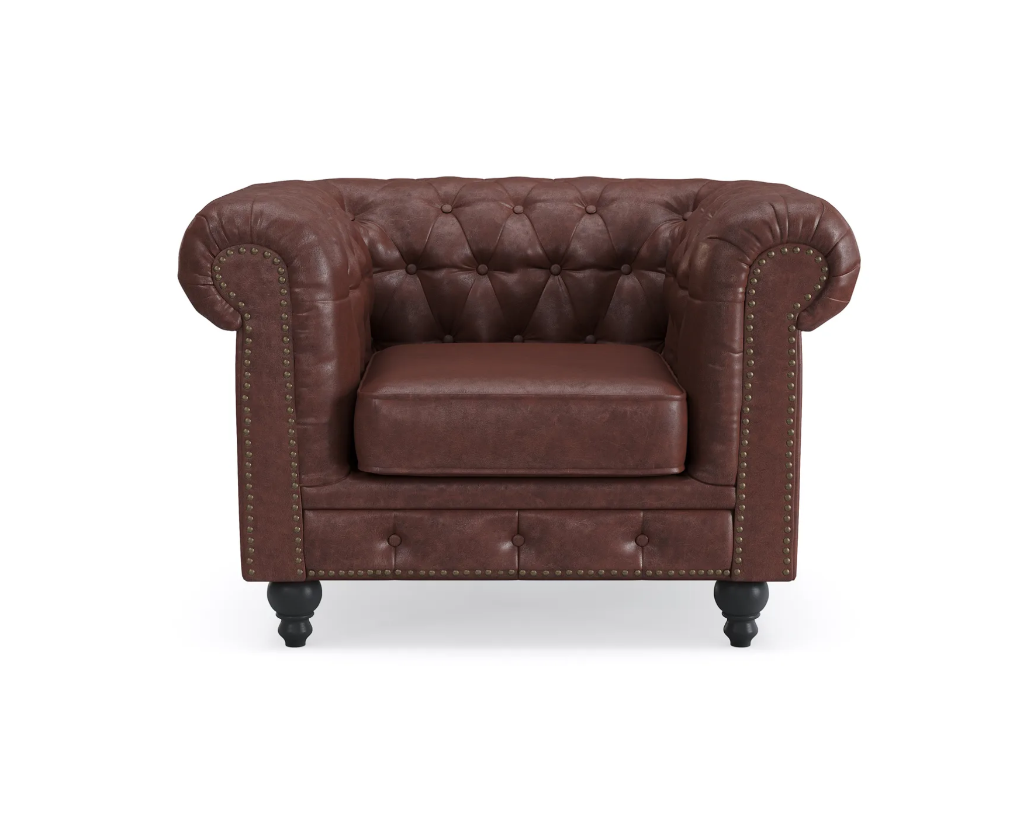 Chesterfield Deluxe fåtölj mörkbrun