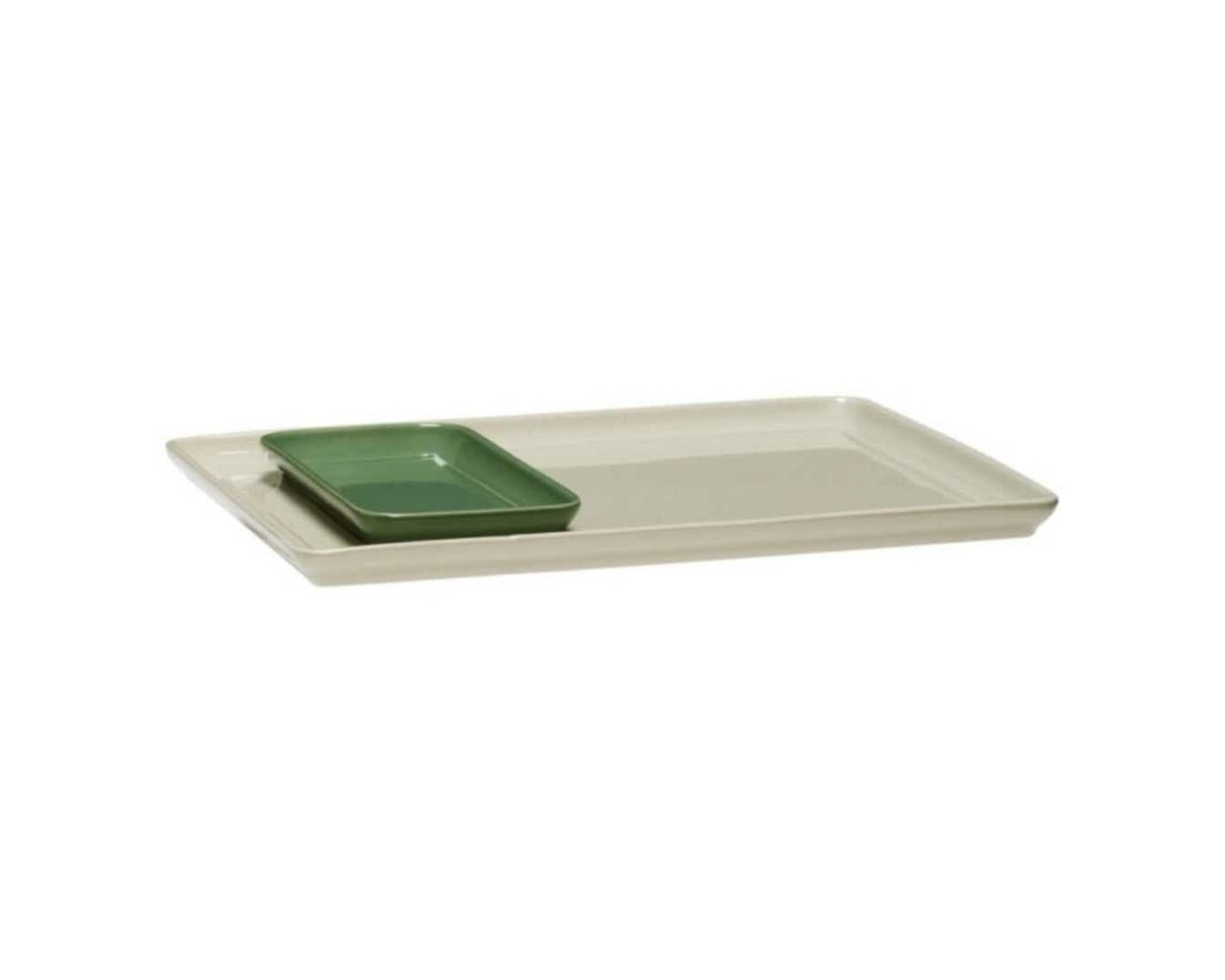 H&uuml;bsch Amare uppl&auml;ggningsfat beige / gr&ouml;n, set om 2 st
