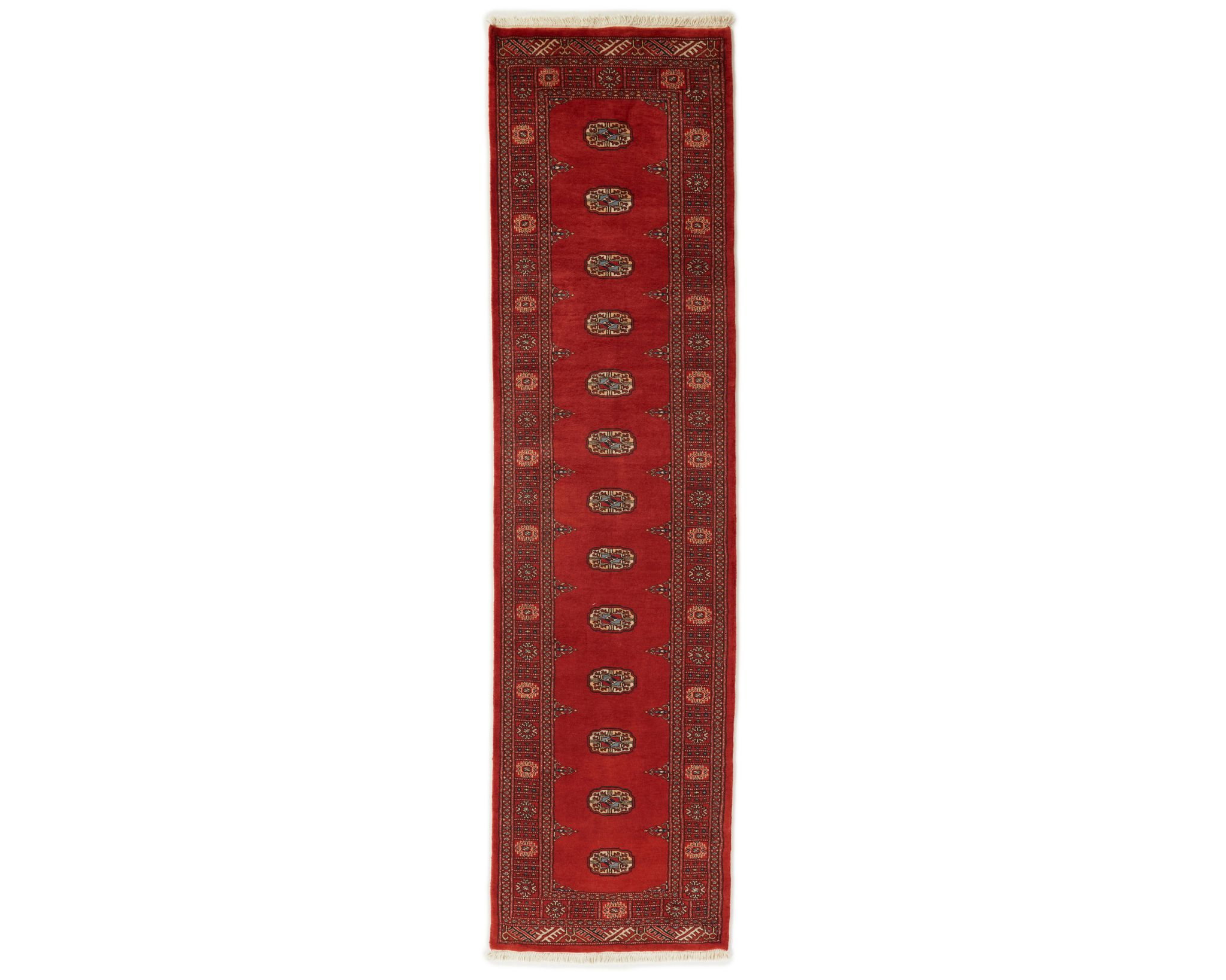 Pakistan handknotted orientalisk matta 81 x 313 cm svart / bl&aring;