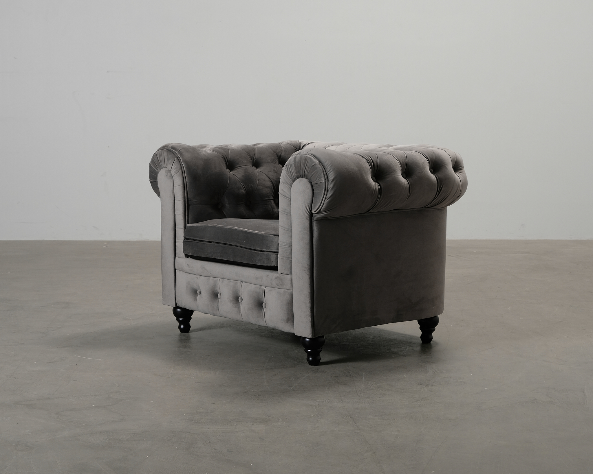 Manor House Chesterfield Lyx fåtölj grå