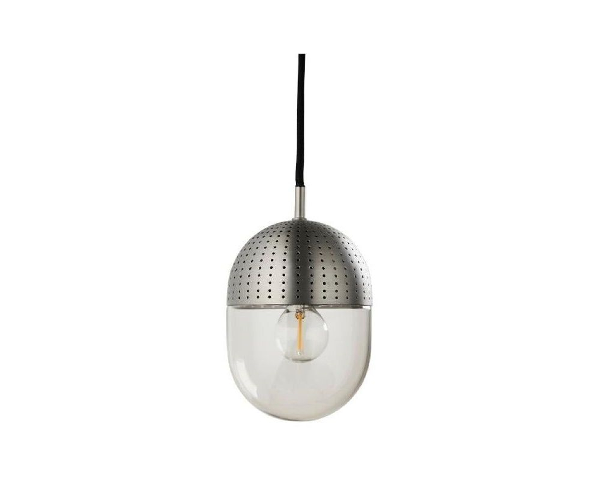 Woud Dot Medium pendellampa &oslash; 12 cm borstat metall / r&ouml;kt glas