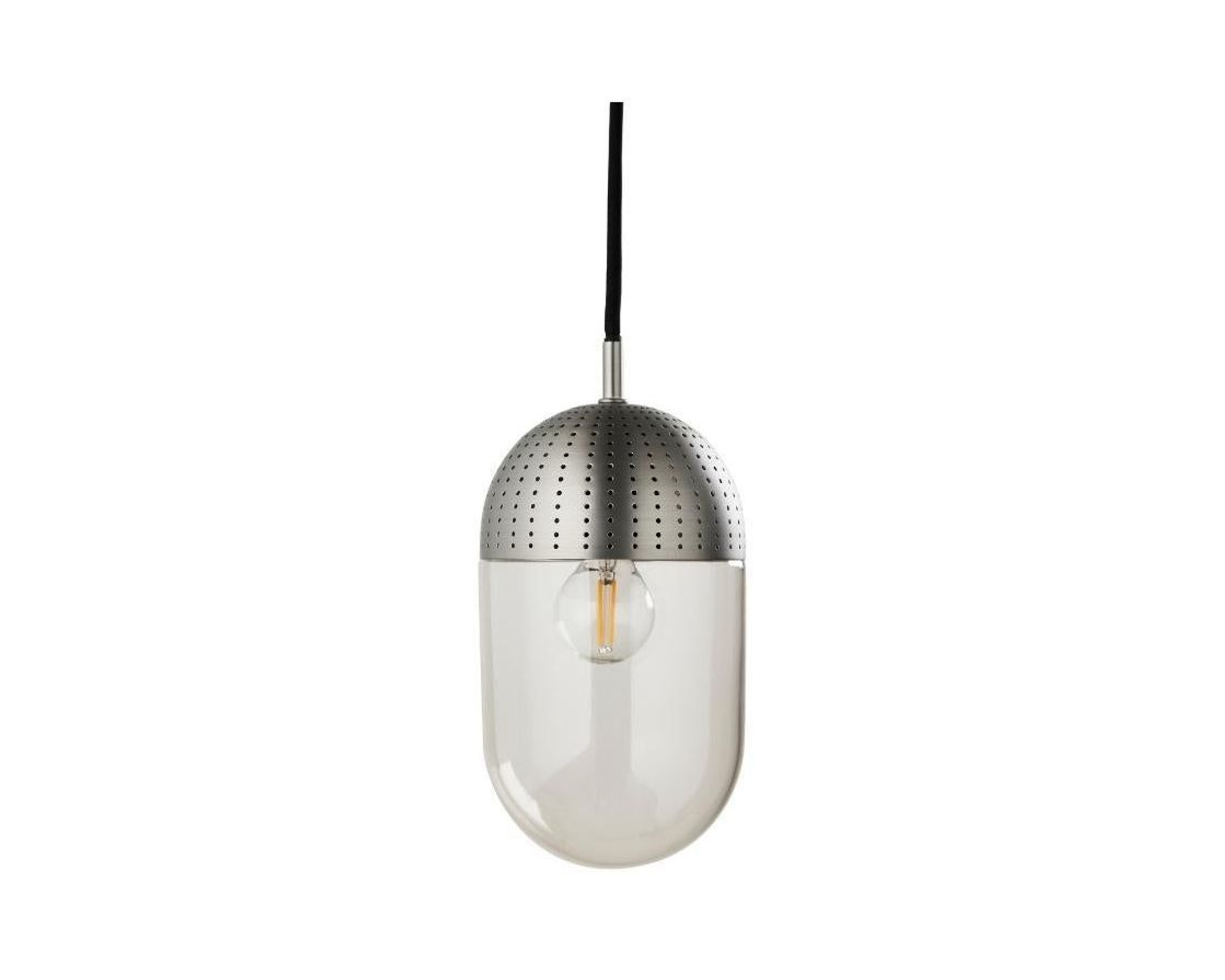 Woud Dot Large pendellampa &oslash; 12 cm borstad metall / r&ouml;kt glas