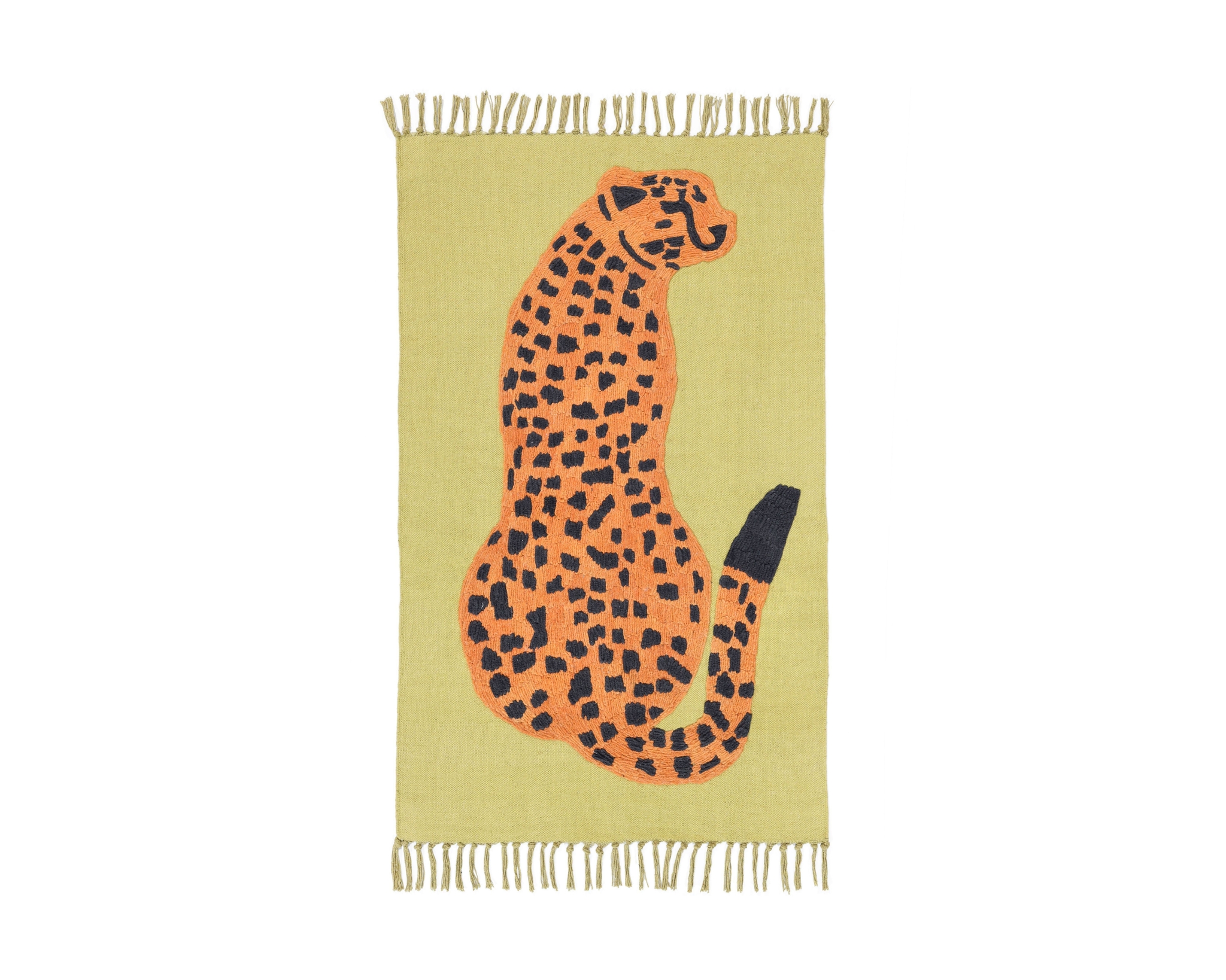 Rugvista Lenny Leopard matta 90 x 150 cm orange / ljusgrön