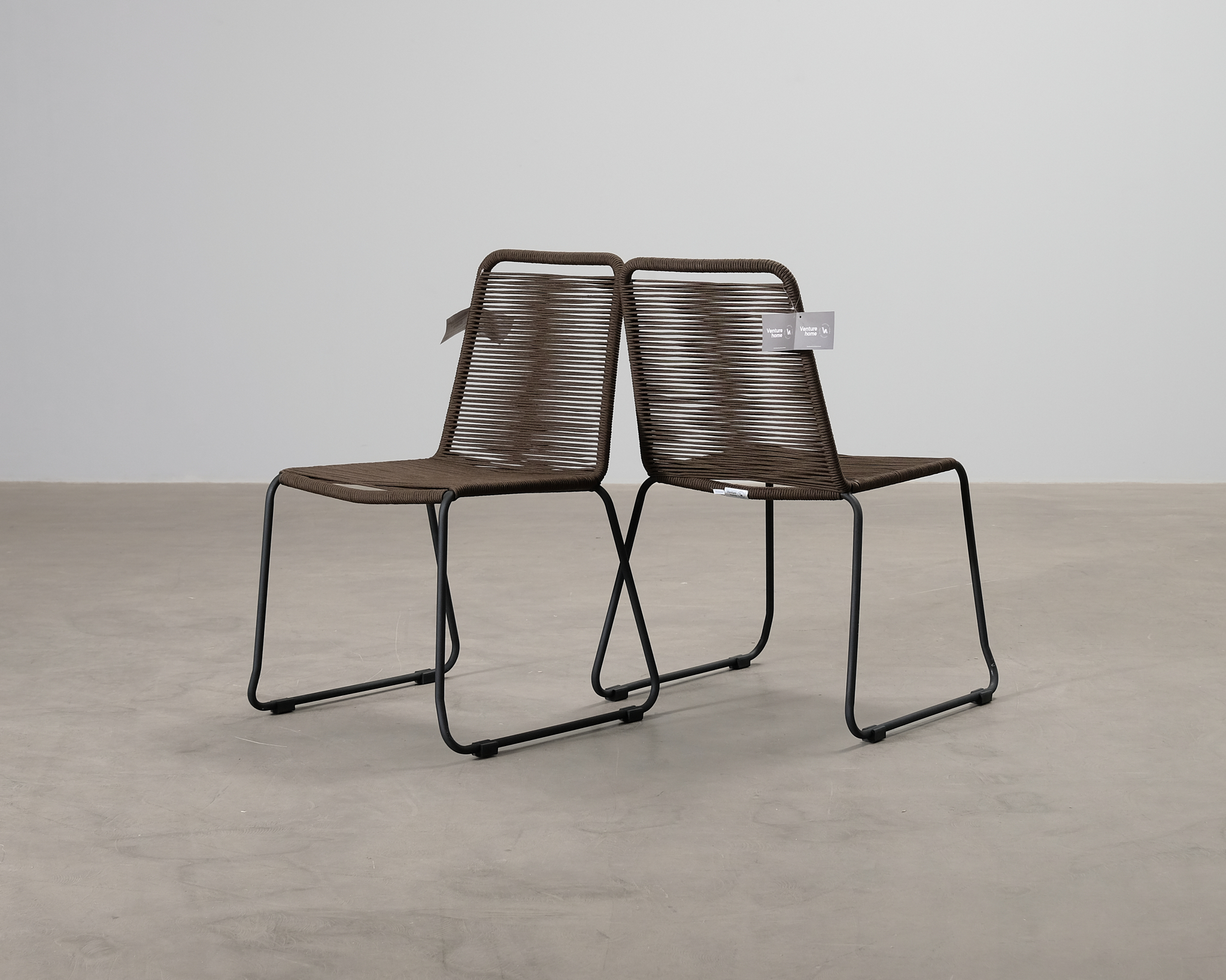 Bois terrassstol brun / svart, set om 2