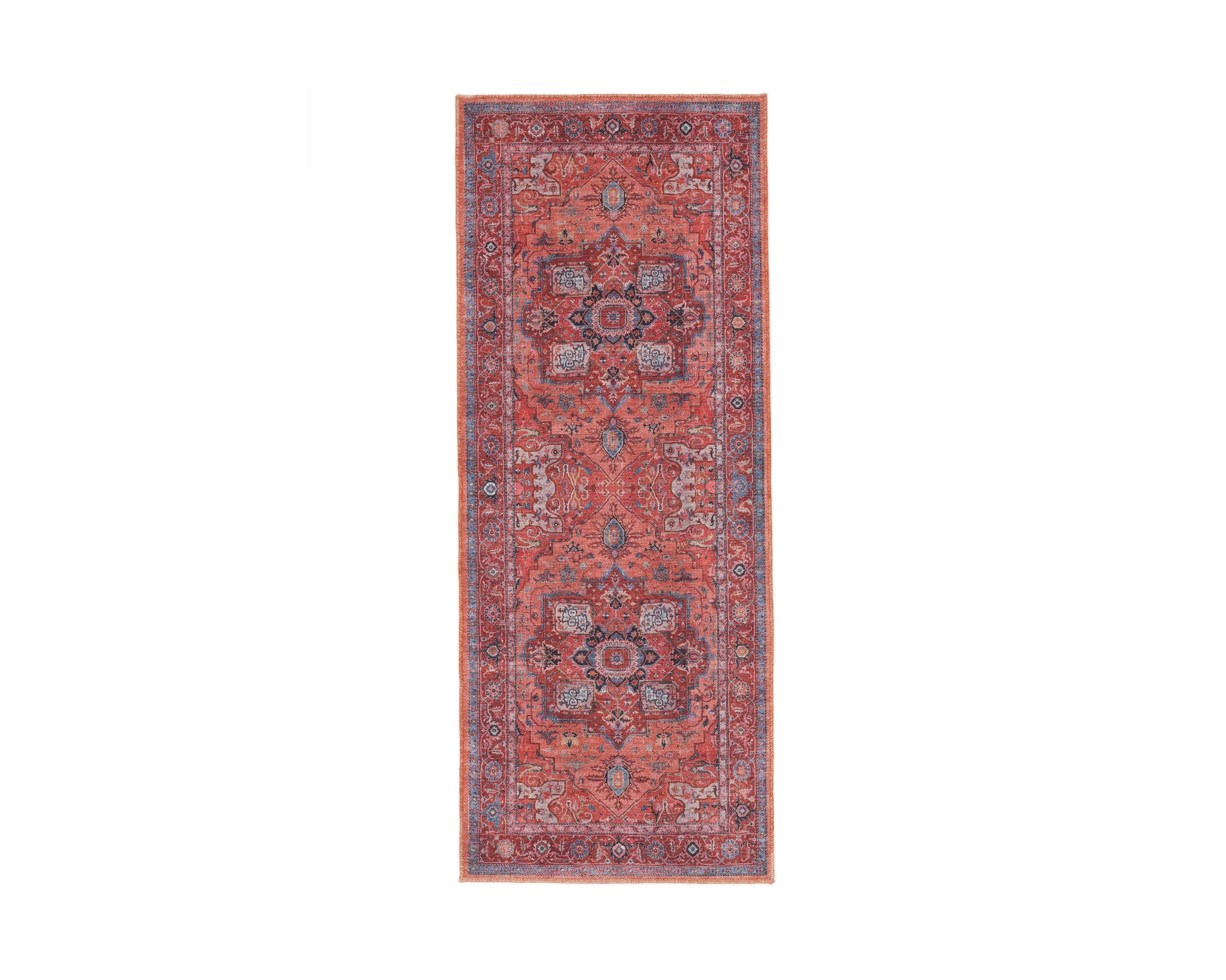 Rugvista matta 80 x 200 cm blå / röd