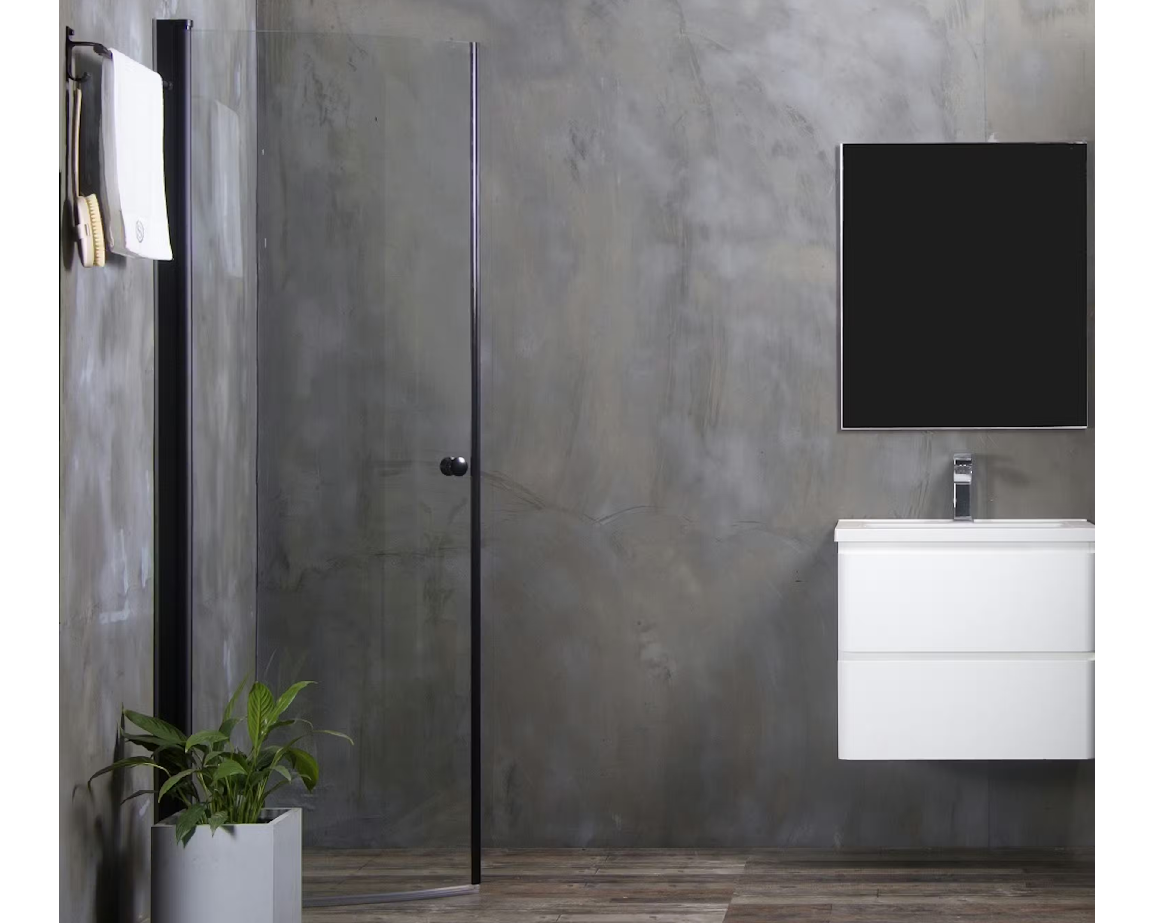 Bathlife M&aring;ngsidig duschd&ouml;rr 45&deg; svart
