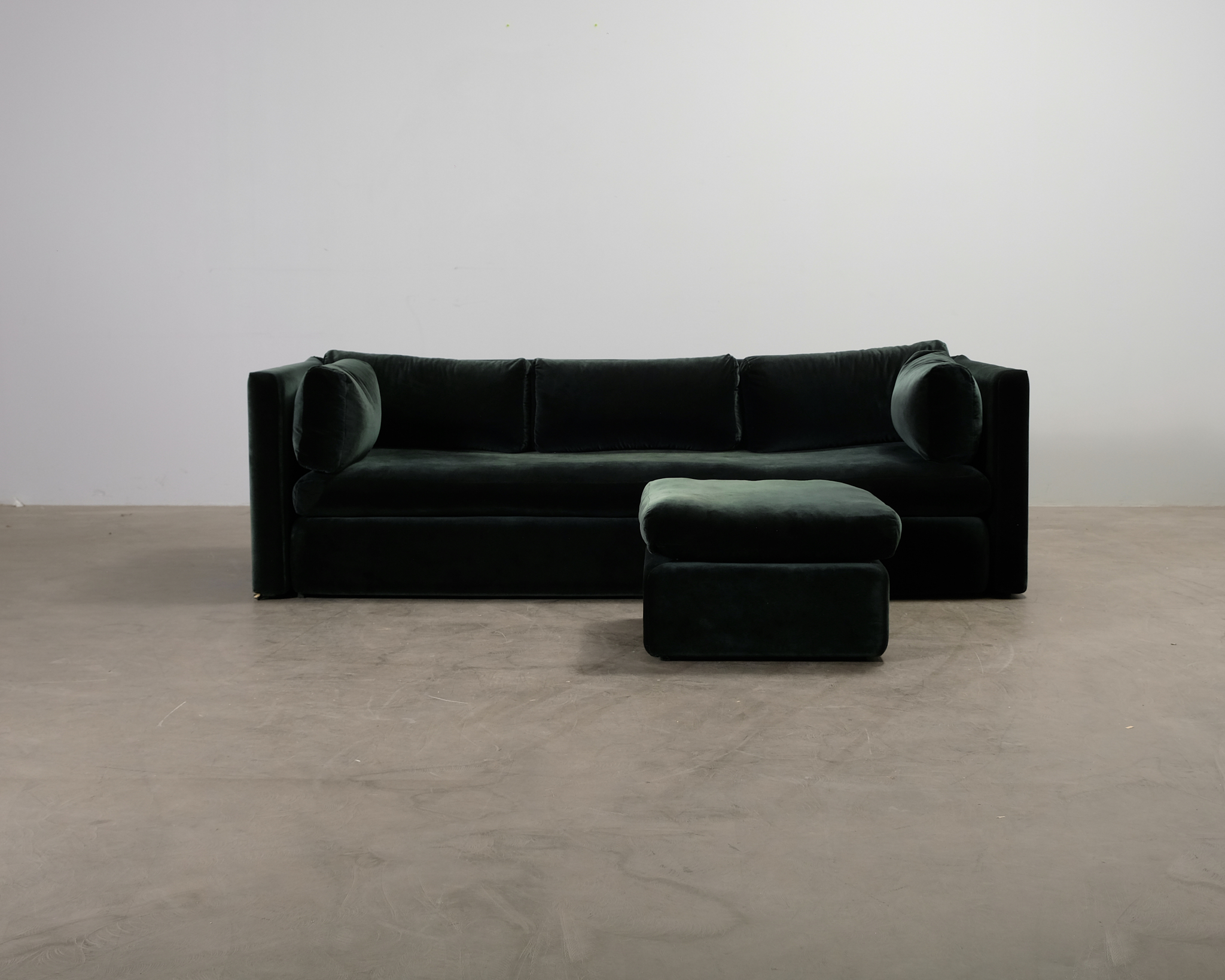 HAY Hackney 3-sits soffa med fotpall grön