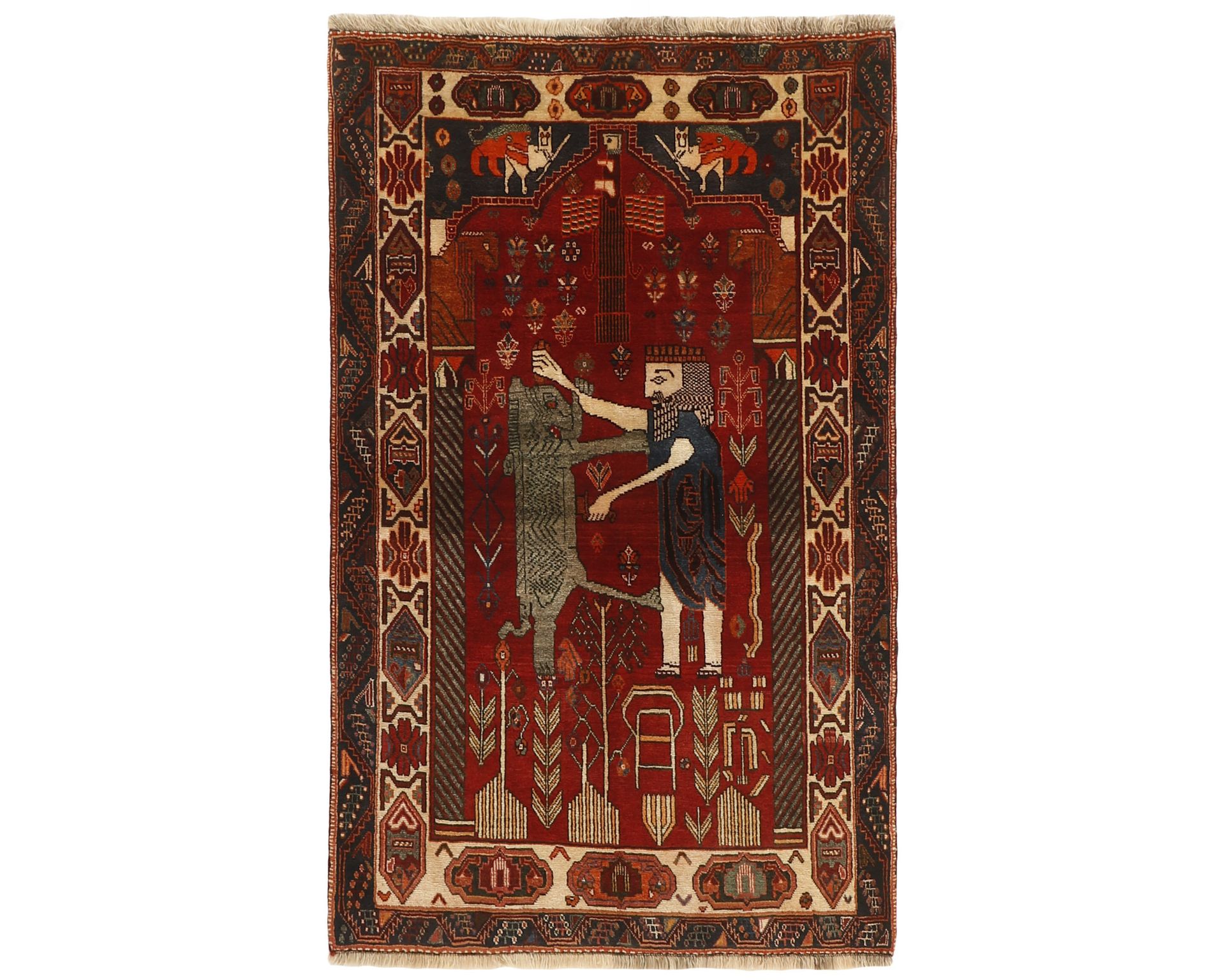 Old Figural Kashghai orientalisk matta 116 x 189 cm
