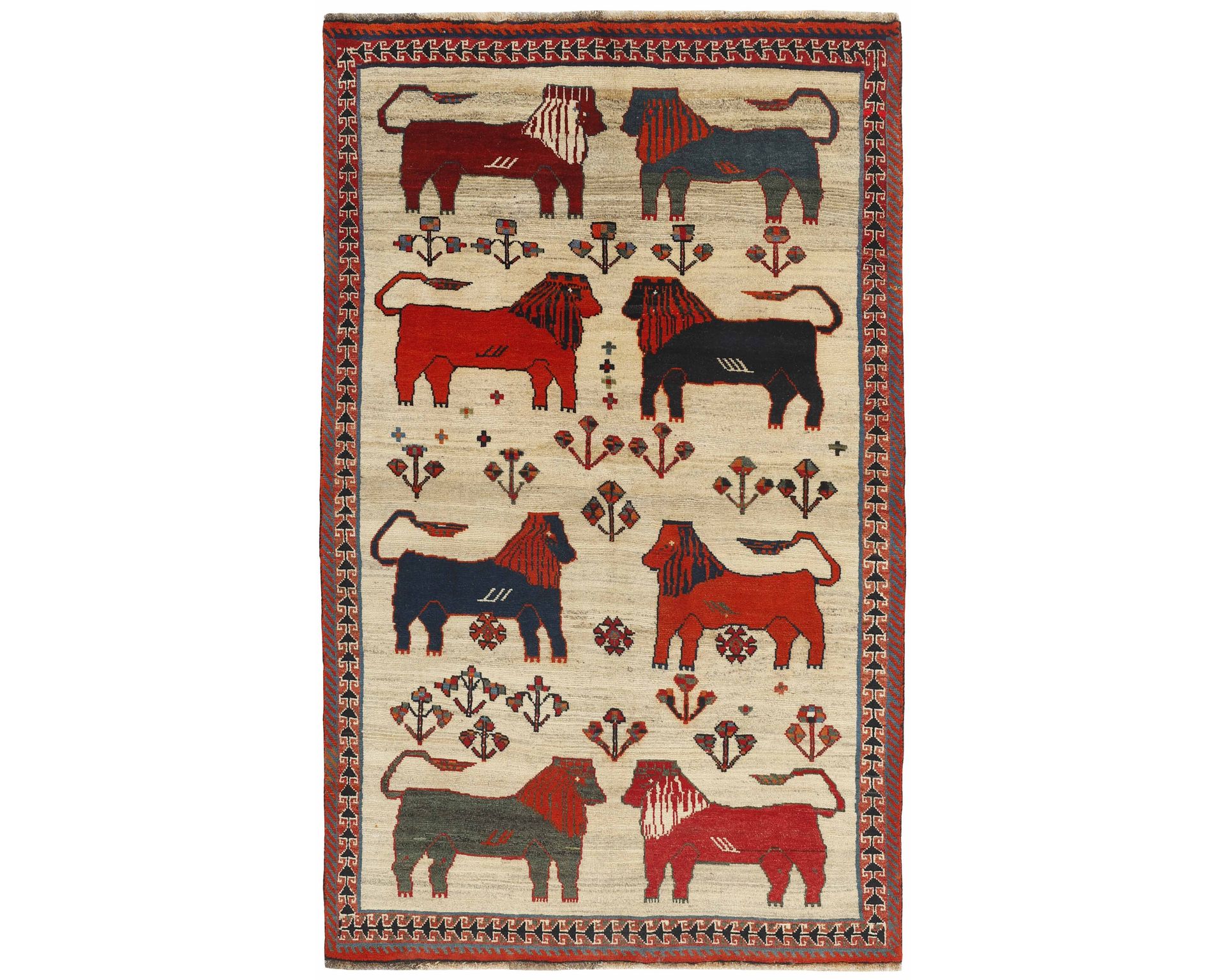 Old Figural Kashghai itämainen matto 145 x 229 cm