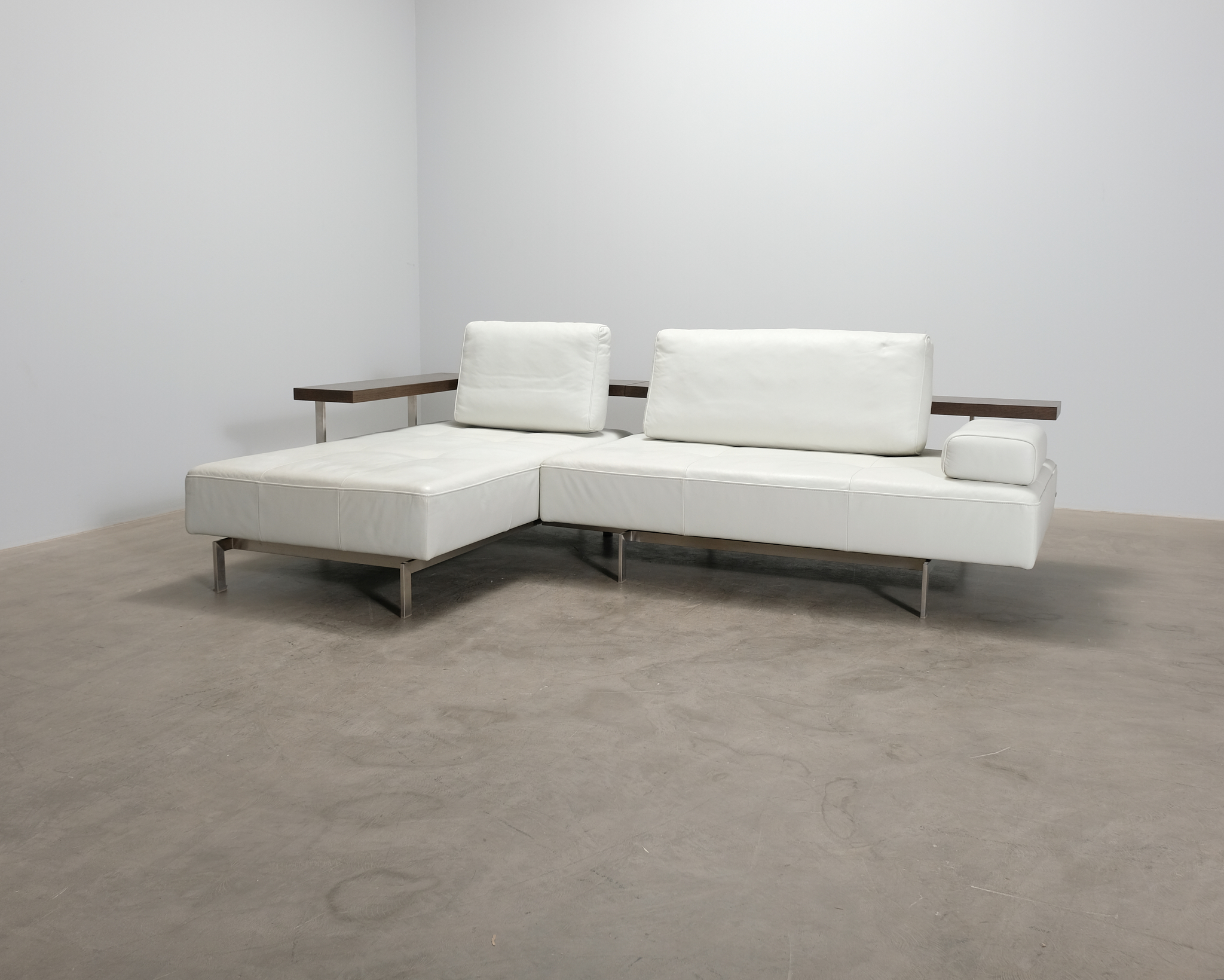 Rolf Benz soffa med divan vit skinn