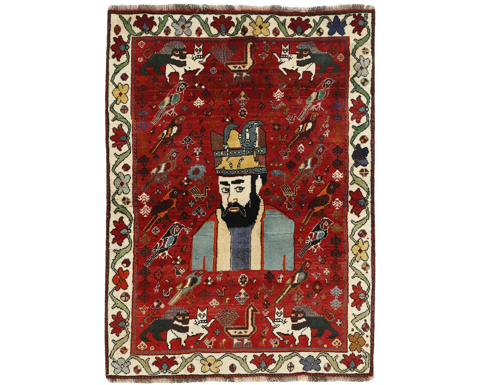 Old Figural Kashghai itämainen matto 122 x 168 cm