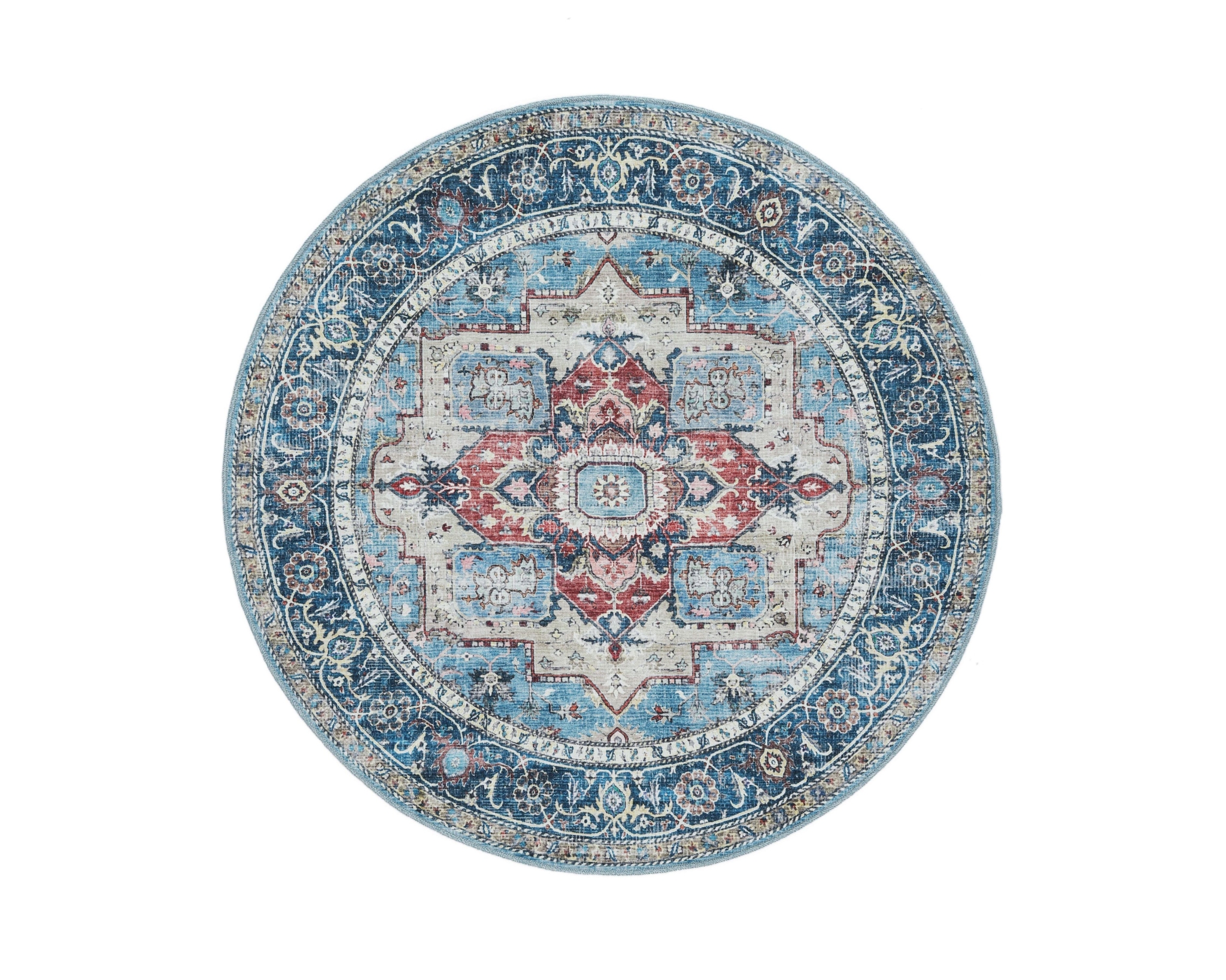 Rugvista Essential Georgia Oriental runt matta ø 120 cm blå