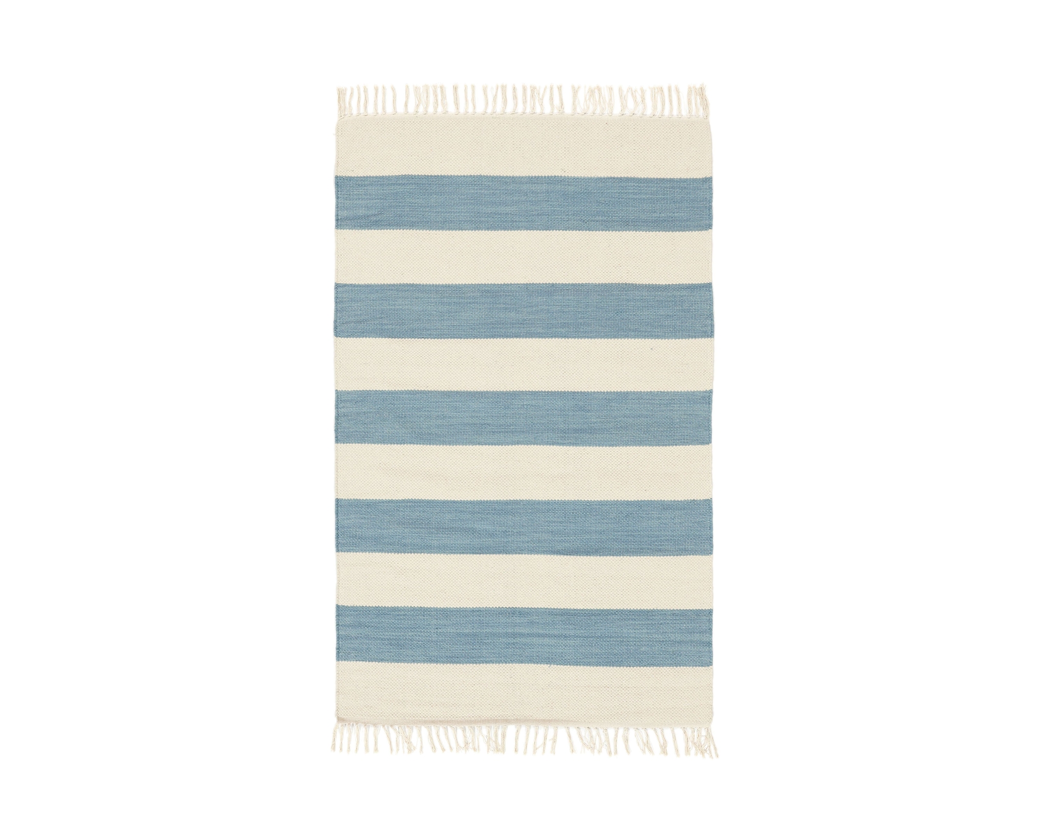 Rugvista Cotton Stripe matta 100 x 160 cm naturvit / ljusblå