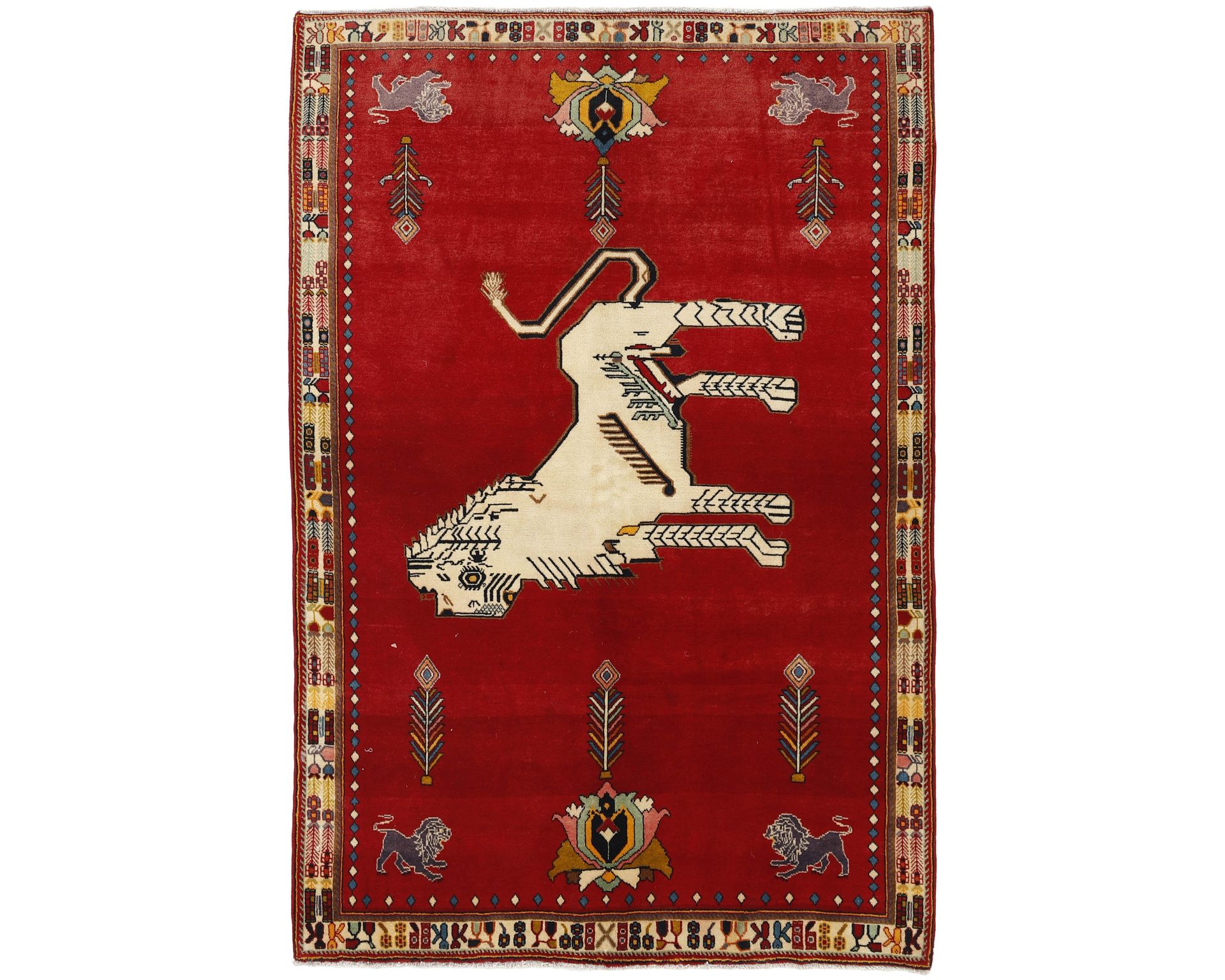 Old Figural Kashghai itämainen matto 147 x 222 cm