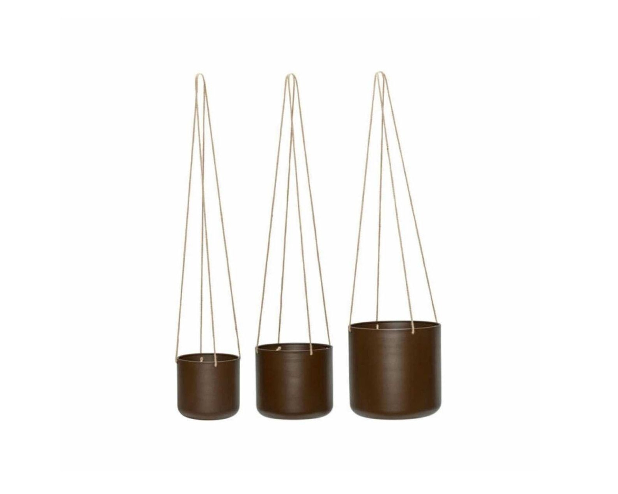 H&uuml;bsch Bloom kruka 25 cm brun, set om 3 st